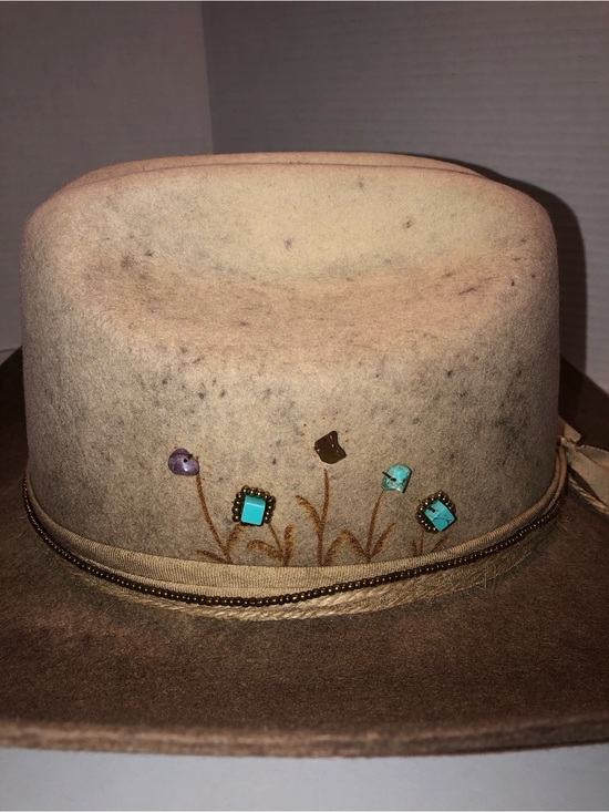 New Free People FP Cassidy Stone Wool Embellished Ombre Western Cowboy Hat Cap main image 8